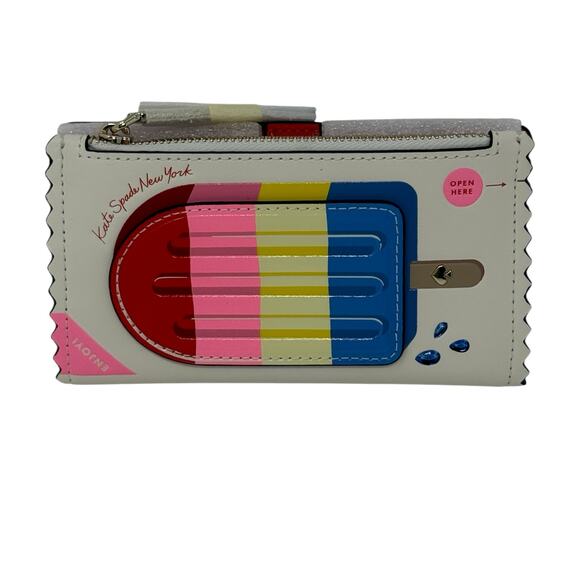 Kate Spade New York Snack Bar Popsicle Small Slim Bifold Leather Wallet Novelty - Picture 4 of 12